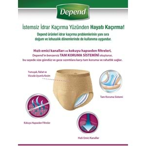 Depend Emici Külot Hasta Bezi XL - Extra Büyük Kadın (30 Adet)