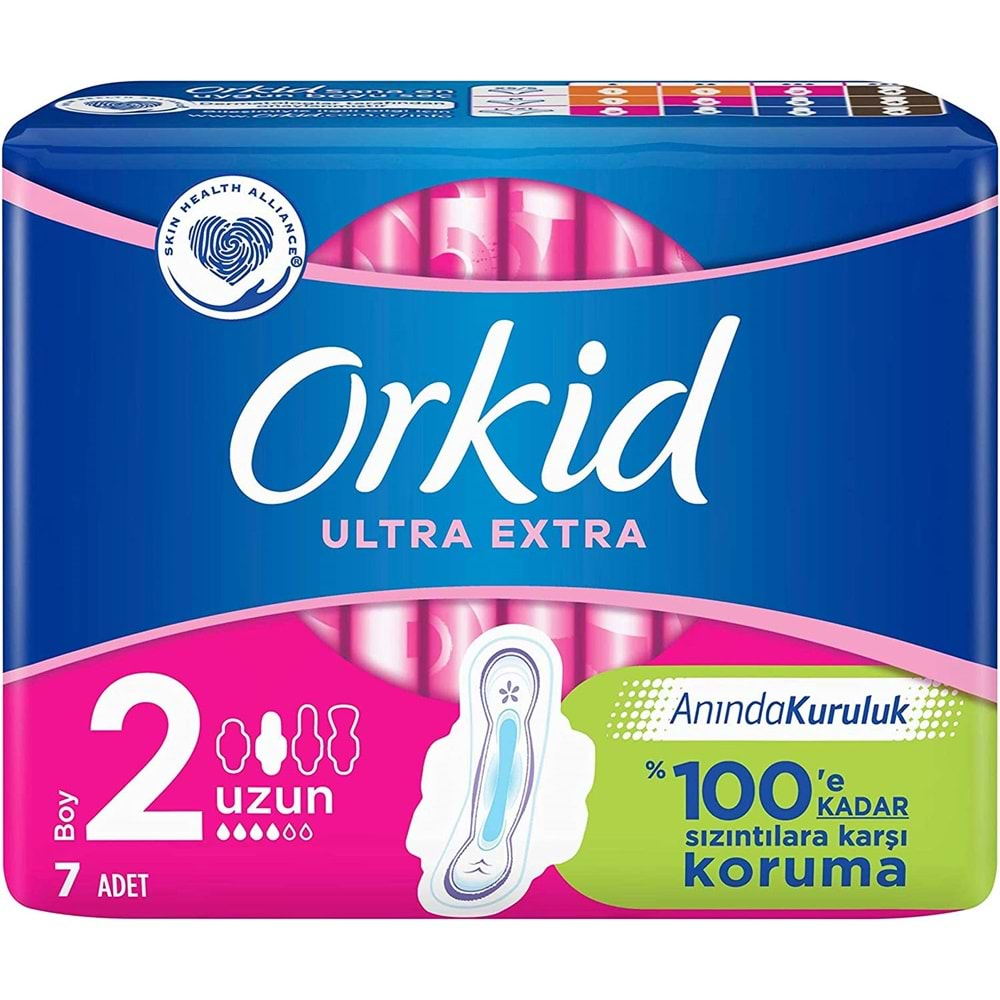 Orkid Hijyenik Ped Ultra Extra Koruma Uzun 7 Adet Standart Pk