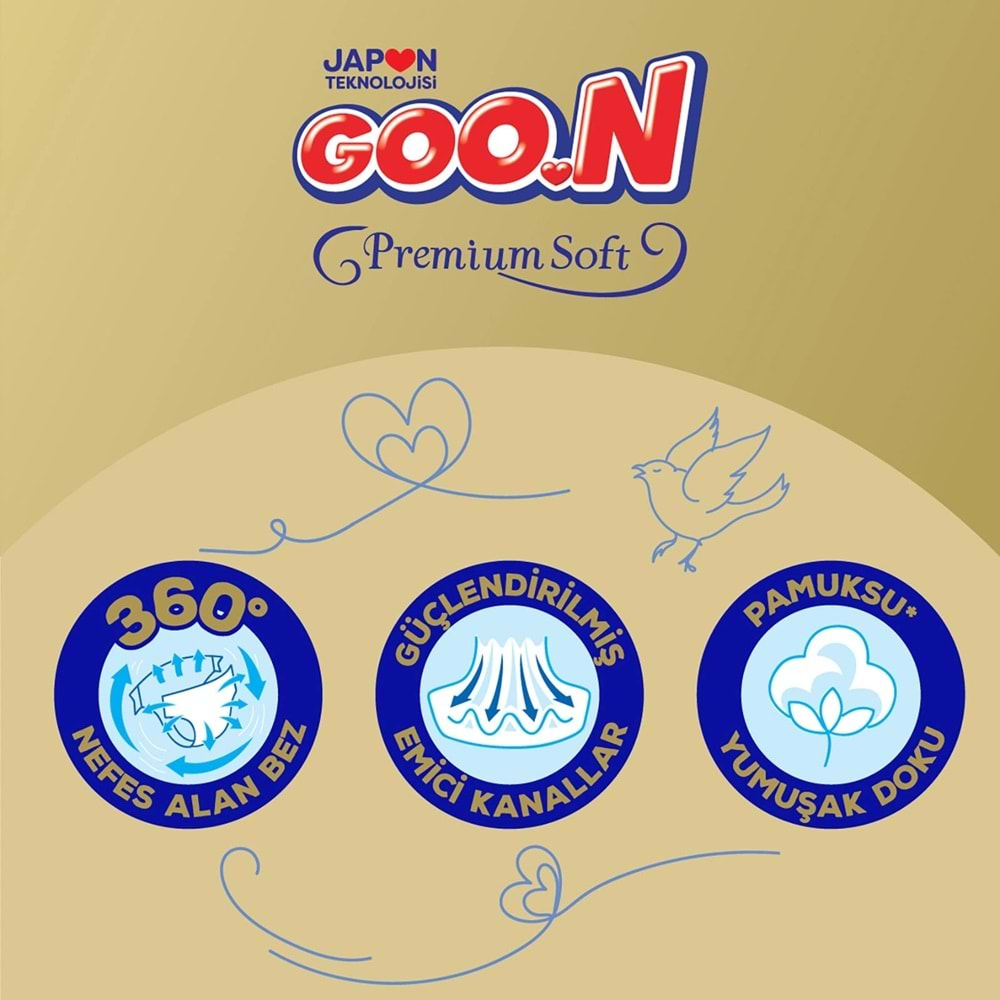 Goon Premium Soft Bebek Bezi Beden:3 (7-12Kg) Midi 40 Adet Jumbo Pk