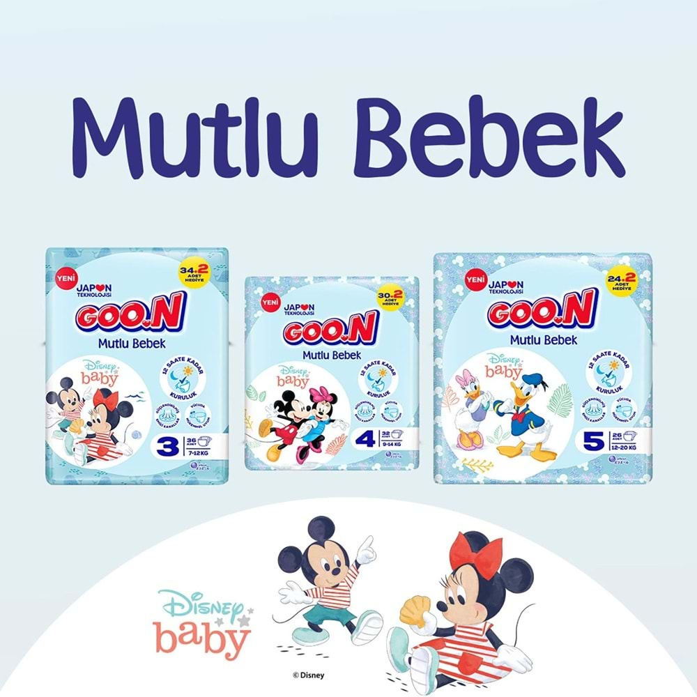 Goon Mutlu Bebek Bebek Bezi Beden:4 (9-14Kg) Maxi 32 Adet Jumbo Pk