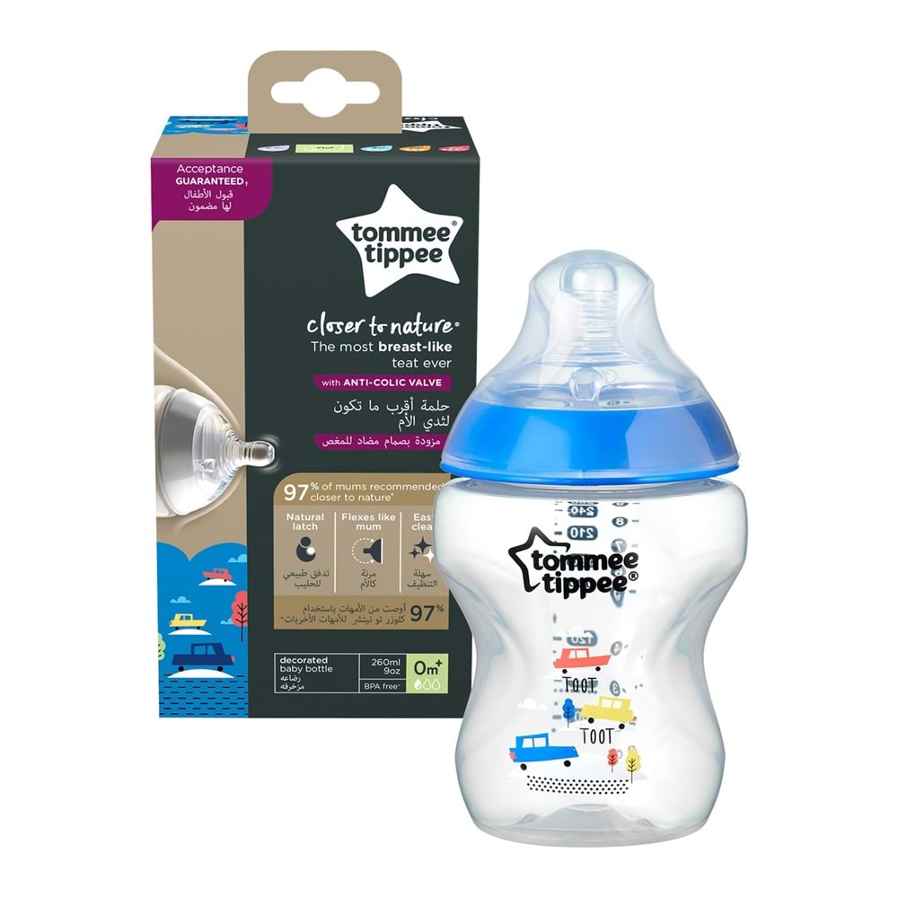 Tommee Tippee PP Closer to Nature Biberon 260ML Mavi