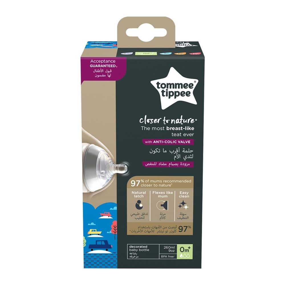 Tommee Tippee PP Closer to Nature Biberon 260ML Mavi