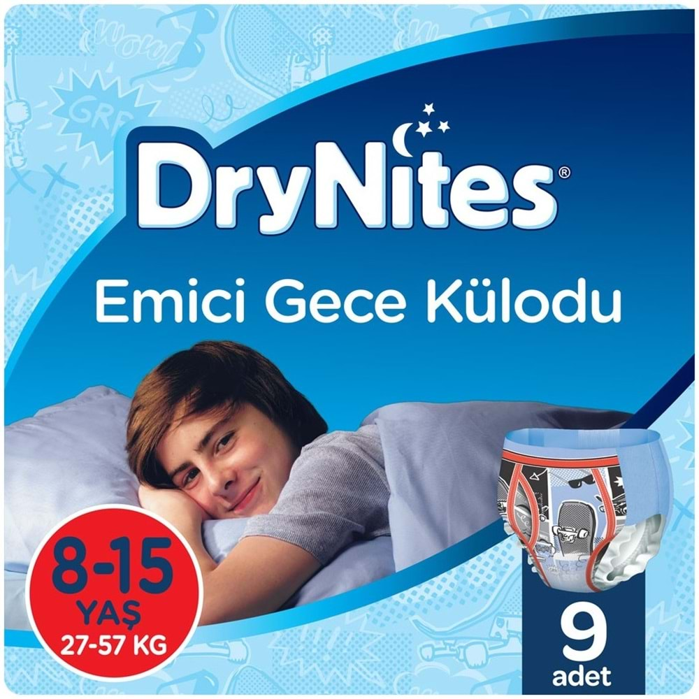 Drynites Emici Gece Külodu/Külot Bez Erkek 8-15 Yaş (27-57KG) Large 9 Adet (Alt Islatmalara Karşı)