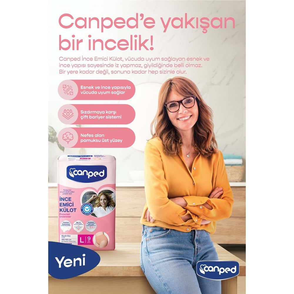 Canped Külotlu Mesane Pedi - İnce Emici Külot Büyük/Large (İç Adet 9) Tekli Pk