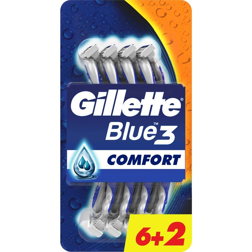 Gillette Blue3 Comfort Kullan At Tıraş Bıçağı (6+2) Toplam 8 Adet (Avantaj Pk)