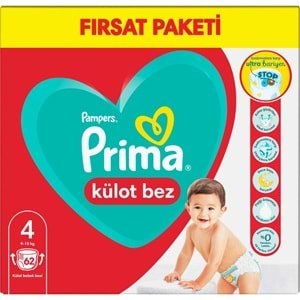 Prima Külot Bebek Bezi Beden:4 (9-15Kg) Maxi 62 Adet Fırsat Pk