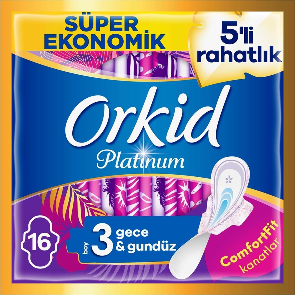 Orkid Platinum Hijyenik Ped Gece & Gündüz 16 Adet Süper Ekonomik Pk