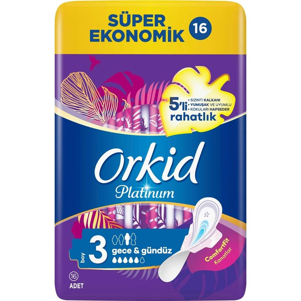 Orkid Platinum Hijyenik Ped Gece & Gündüz 16 Adet Süper Ekonomik Pk