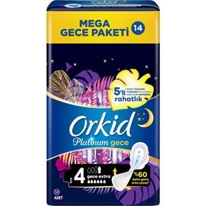 Orkid Platinum Hijyenik Ped Gece Extra 14 Adet Süper Ekonomik Pk