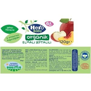 Hero Baby Kavanoz Maması 120GR Organik Elmalı Şeftalili