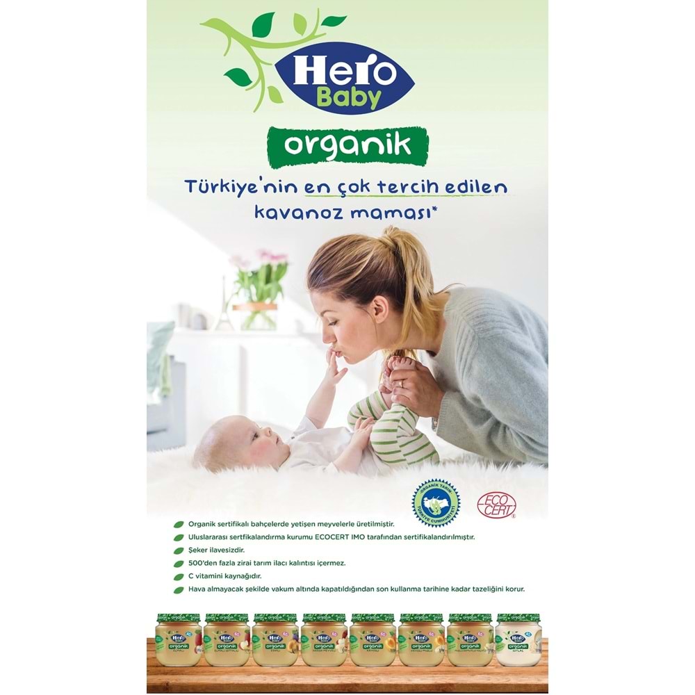 Hero Baby Kavanoz Maması 120GR Organik Elmalı Şeftalili