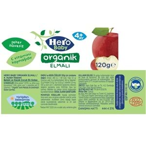 Hero Baby Kavanoz Maması 120GR Organik Elmalı