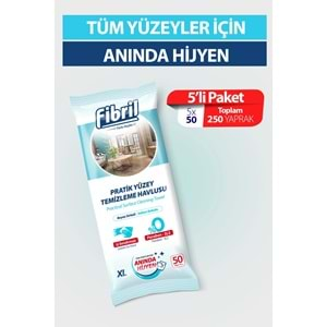 Fibril Yüzey Temizlik Havlusu 50 Yaprak XL Beyaz Sirkeli - Beyaz Sabun Kokulu Plastik Kapaklı