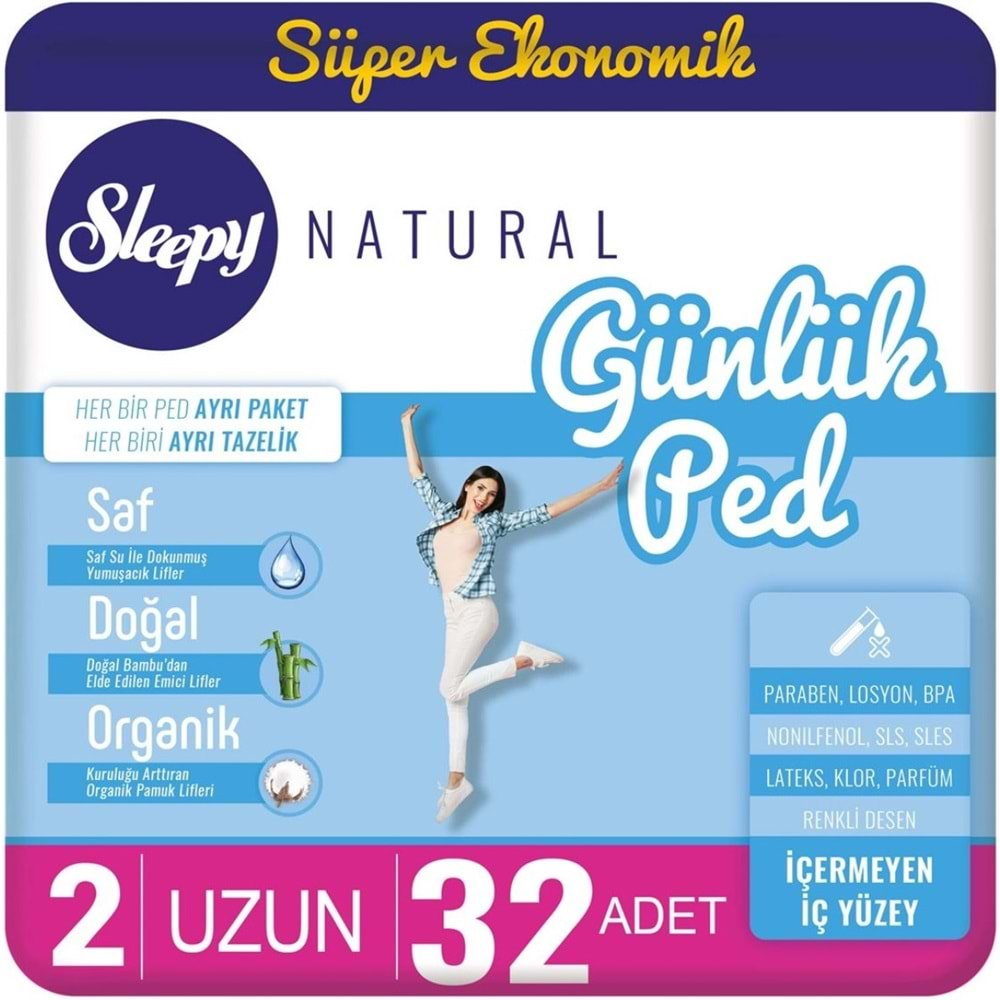 Sleepy Natural Günlük Ped Uzun 32 Adet Süper Ekonomik Pk