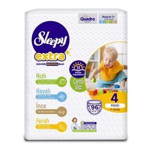 Sleepy Bebek Bezi Extra Beden:4 (7-16KG) Maxi 96 Adet Ultra Pk