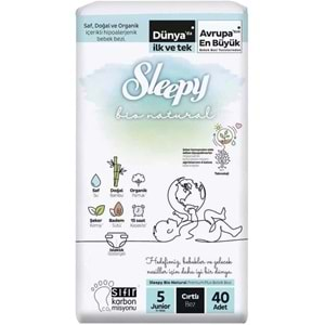 Sleepy Bebek Bezi Bio Natural Beden:5 (11-18KG) Junior 40 Adet Ekonomik Pk