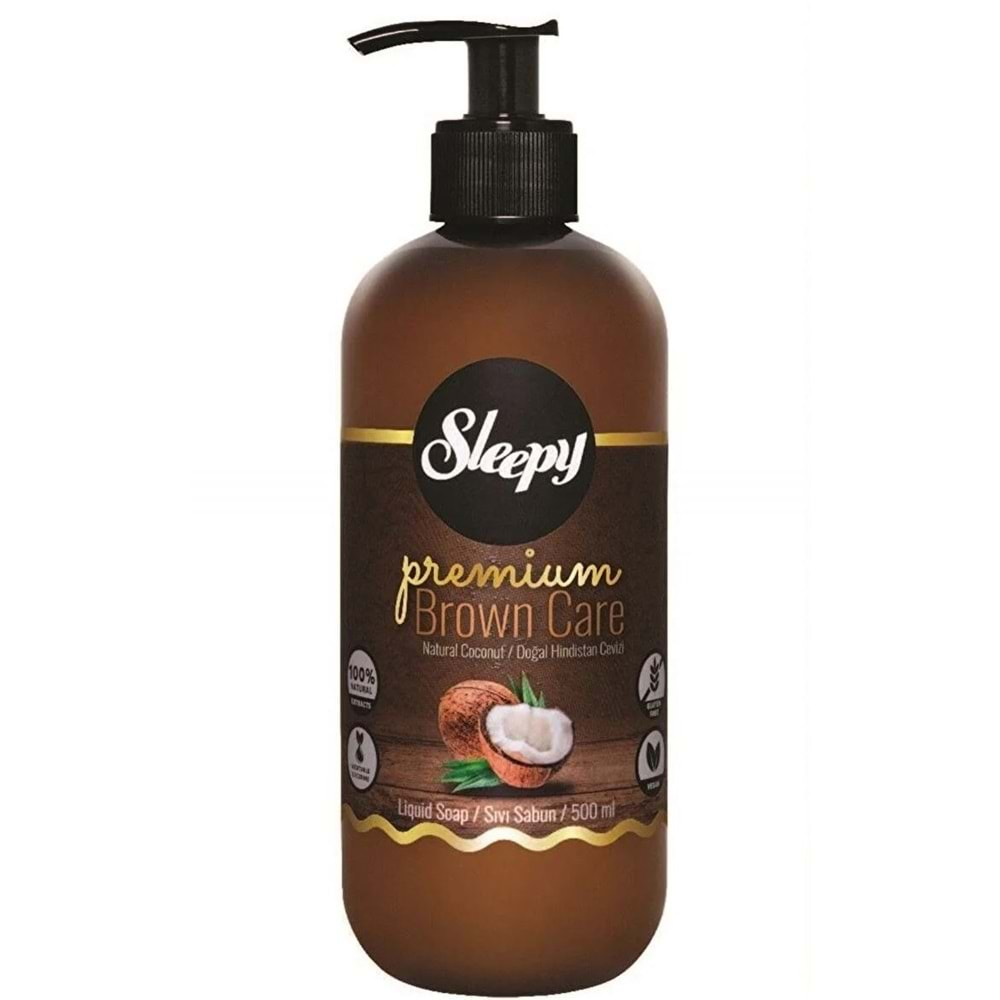 Sleepy Sıvı Sabun Premium 500ML Brown Care Serisi(Doğal Badem/Hindistan Cevizi/Argan)