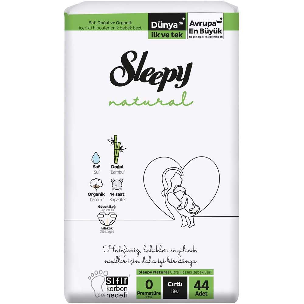 Sleepy Bebek Bezi Natural Beden:0 (0-3KG) Prematüre 44 Adet Fırsat Pk