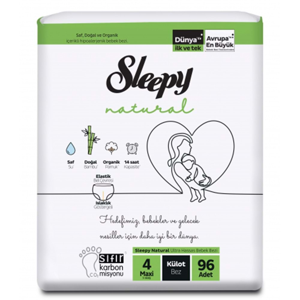 Sleepy Külot Bebek Bezi Natural Beden:4 (7-14KG) Maxi 96 Adet Ultra Pk