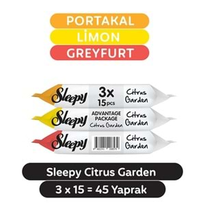 Sleepy Islak Havlu Cep Mendil (3 Lü Pk) 15 Yaprak Narenciye Bahçesi/Citrus Garden (45 Yaprak)