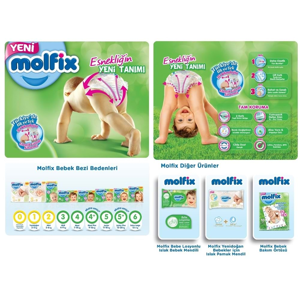 Molfix Bebek Bezi Beden:4+ (9-20Kg) Maxi Plus 52 Adet Fırsat Pk