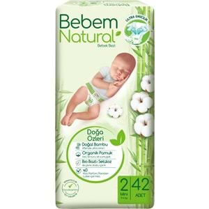 Bebem Bebek Bezi Natural Beden:2 (3-6Kg) Mini 42 Adet Jumbo Pk