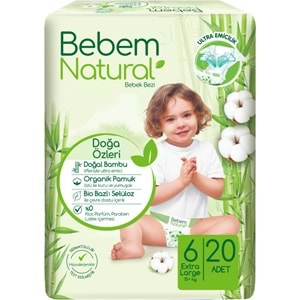 Bebem Bebek Bezi Natural Beden:6 (15+Kg) Ekstra Large 20 Adet Jumbo Pk