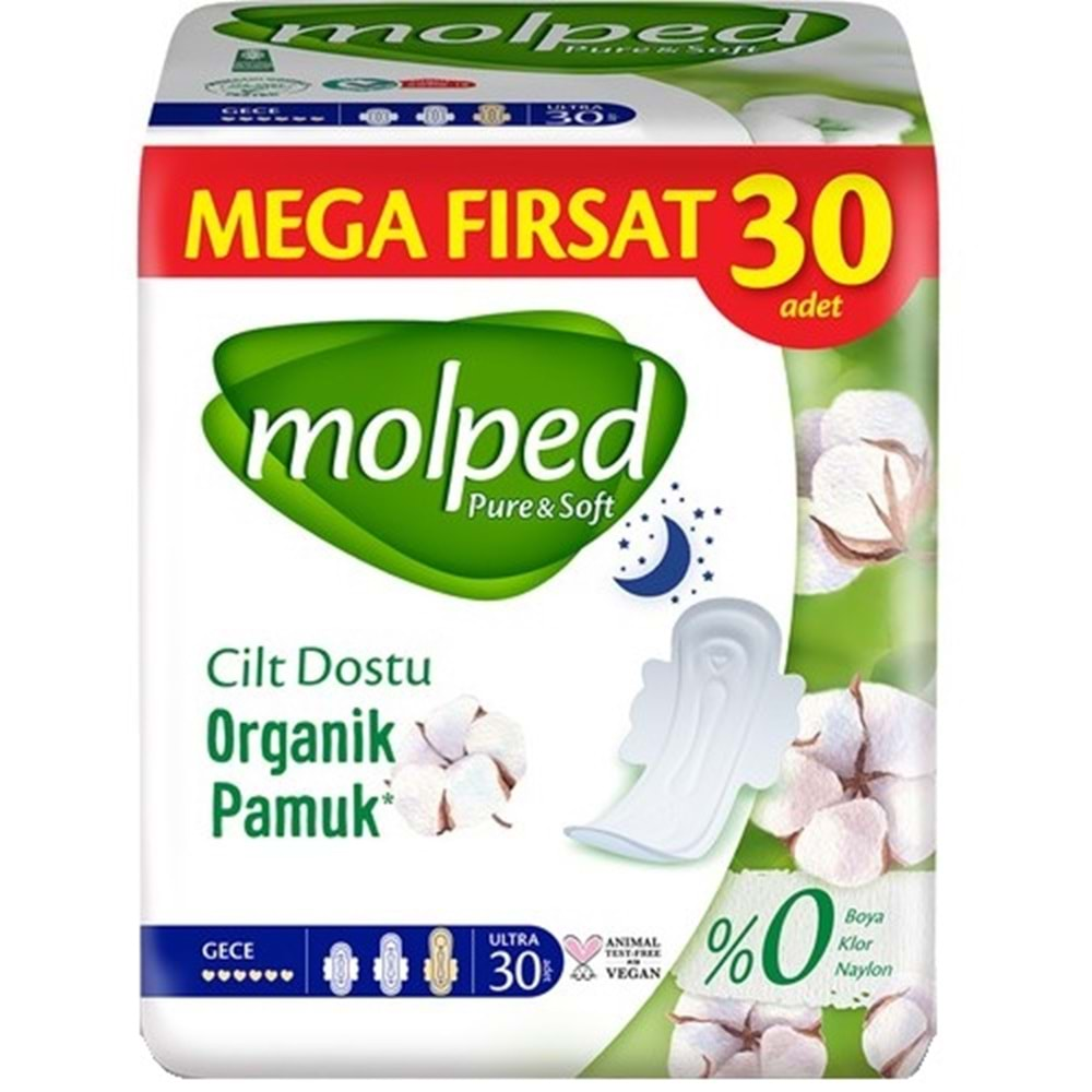 Molped Pure&Soft Hijyenik Ped Gece 30 Adet Mega Pk