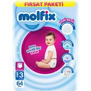 Molfix Külot Bebek Bezi Beden:3 (6-11KG) Midi 64 Adet Fırsat Pk