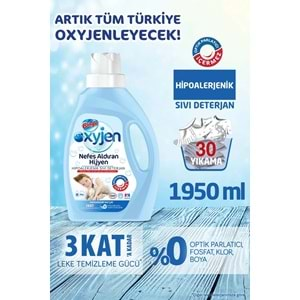 Bingo Sıvı Çamaşır Deterjanı Oxyjen Hipoalerjenik 1950ML Yasemin ve Beyaz Çay 30 Yıkama