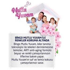 Bingo Matik Toz Çamaşır Deterjanı 8KG Beyazlar ve Renkliler 53 Yıkama (Mutlu Yuvam)