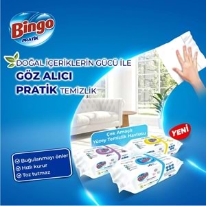 Bingo Clean Yüzey Temizlik Havlusu 96 Yaprak Limon Kokulu Plastik Kapaklı