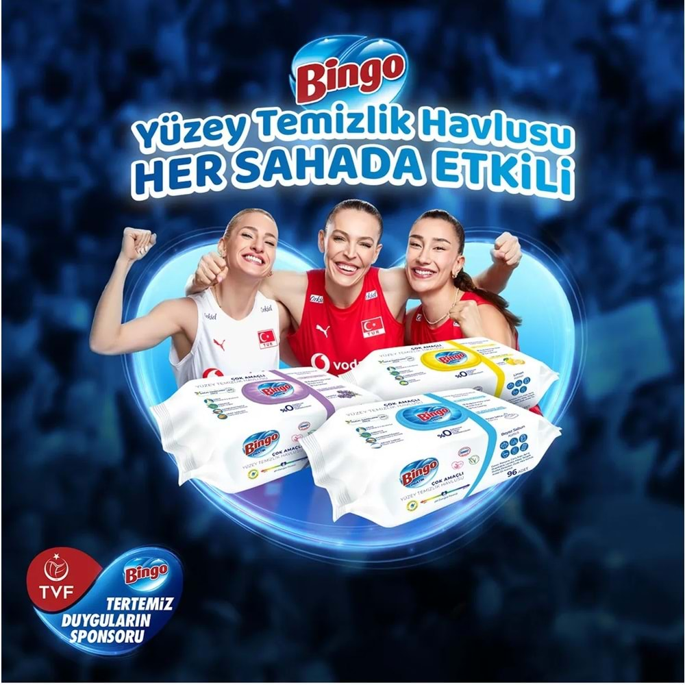 Bingo Clean Yüzey Temizlik Havlusu 96 Yaprak Limon Kokulu Plastik Kapaklı