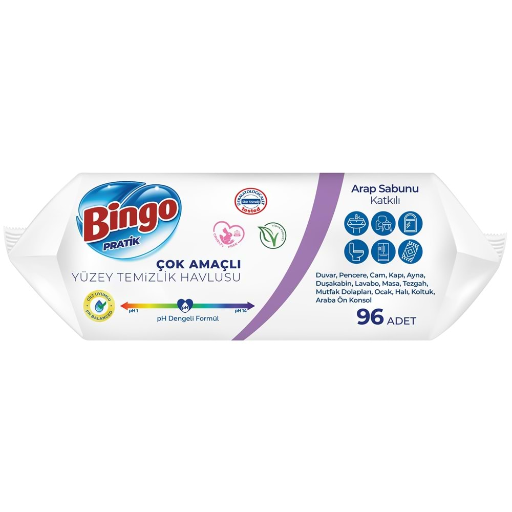 Bingo Clean Yüzey Temizlik Havlusu 96 Yaprak Lavanta Kokulu Plastik Kapaklı