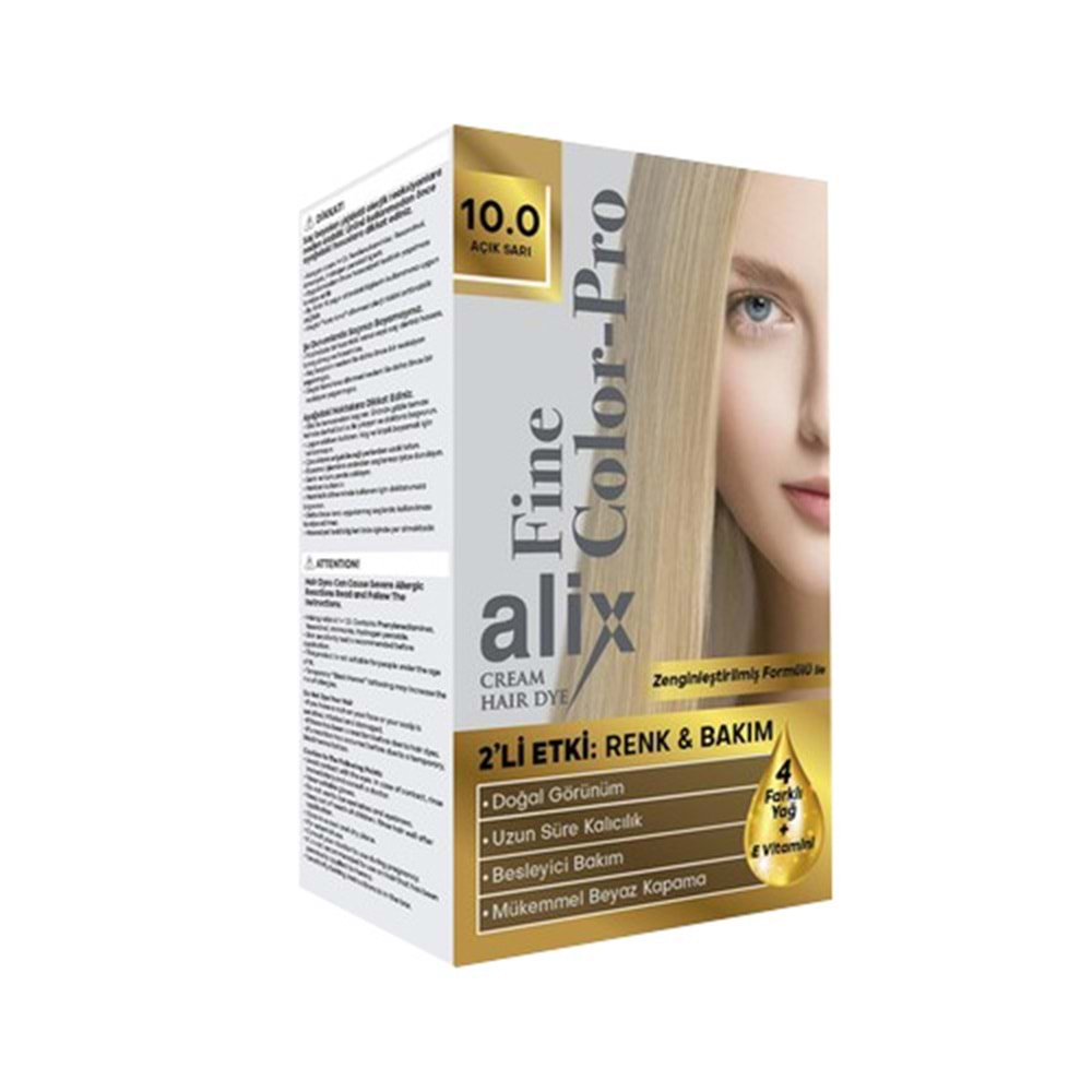 Alix 50ML Kit Saç Boyası 10.0 Açık Sarı