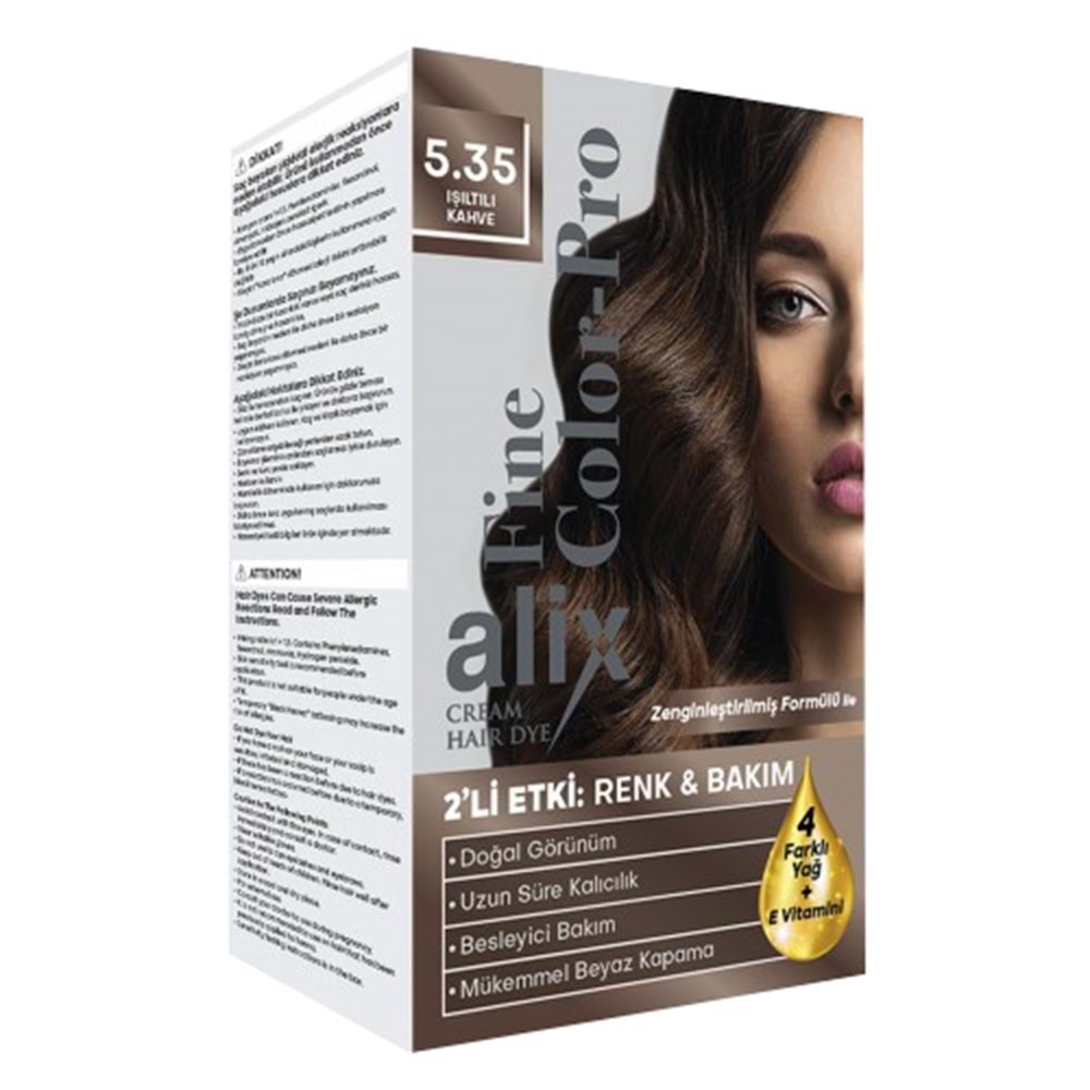 Alix 50ML Kit Saç Boyası 5.35 Işıltılı Kahve