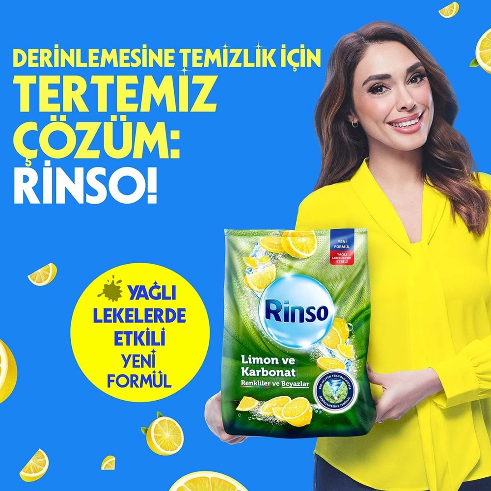 Rinso Matik Toz Deterjan 8KG Limon ve Karbonat / Renkliler ve Beyazlar İçin (53 Yıkama)