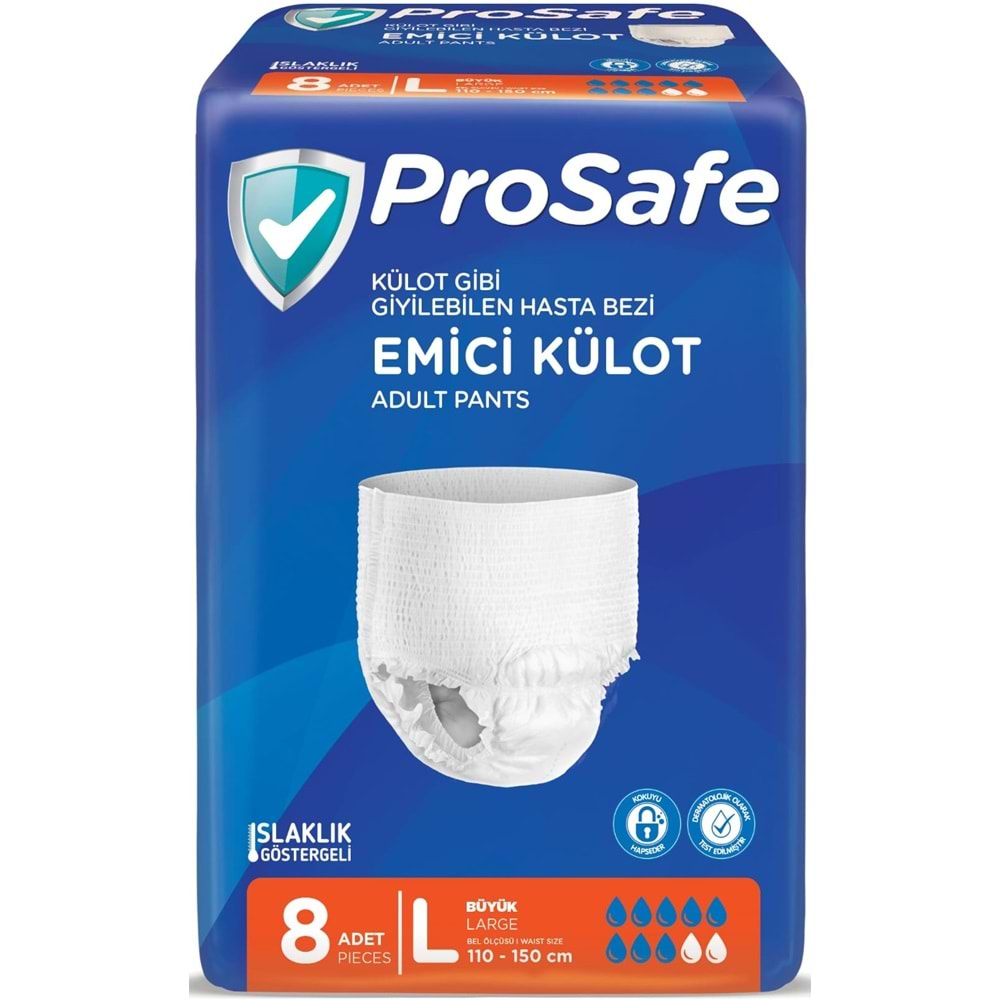 Prosafe Emici Külot Hasta Bezi Büyük-Large (İç Adet 8) Tekli Pk