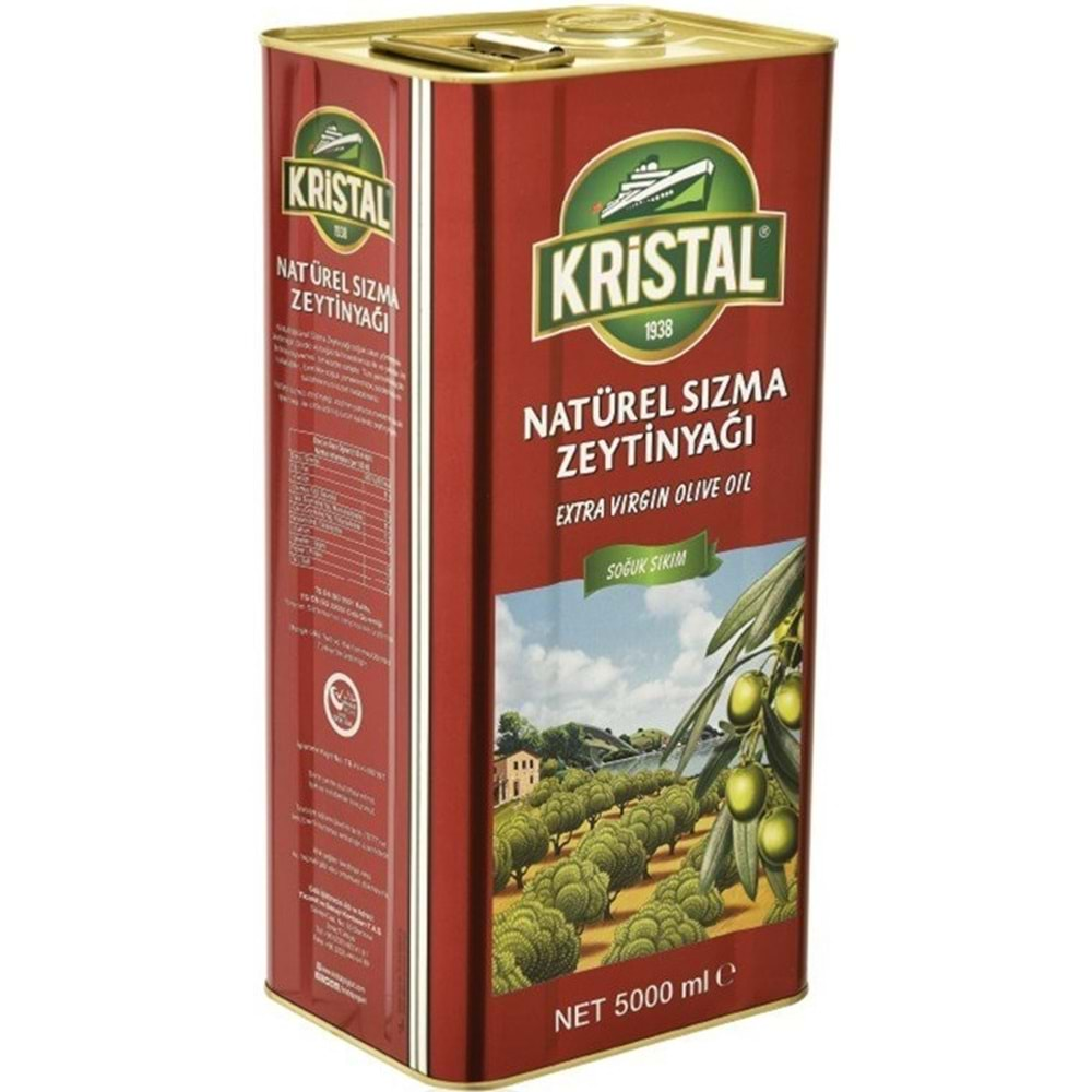 Kristal Zeytinyağı 5LT Natürel Sızma Soğuk Sıkım (Teneke)