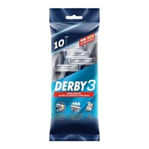 Derby 3 Bıçaklı Traş Bıçağı 10 Lu Pk + Traş Kolonyası 250ML Hediyeli