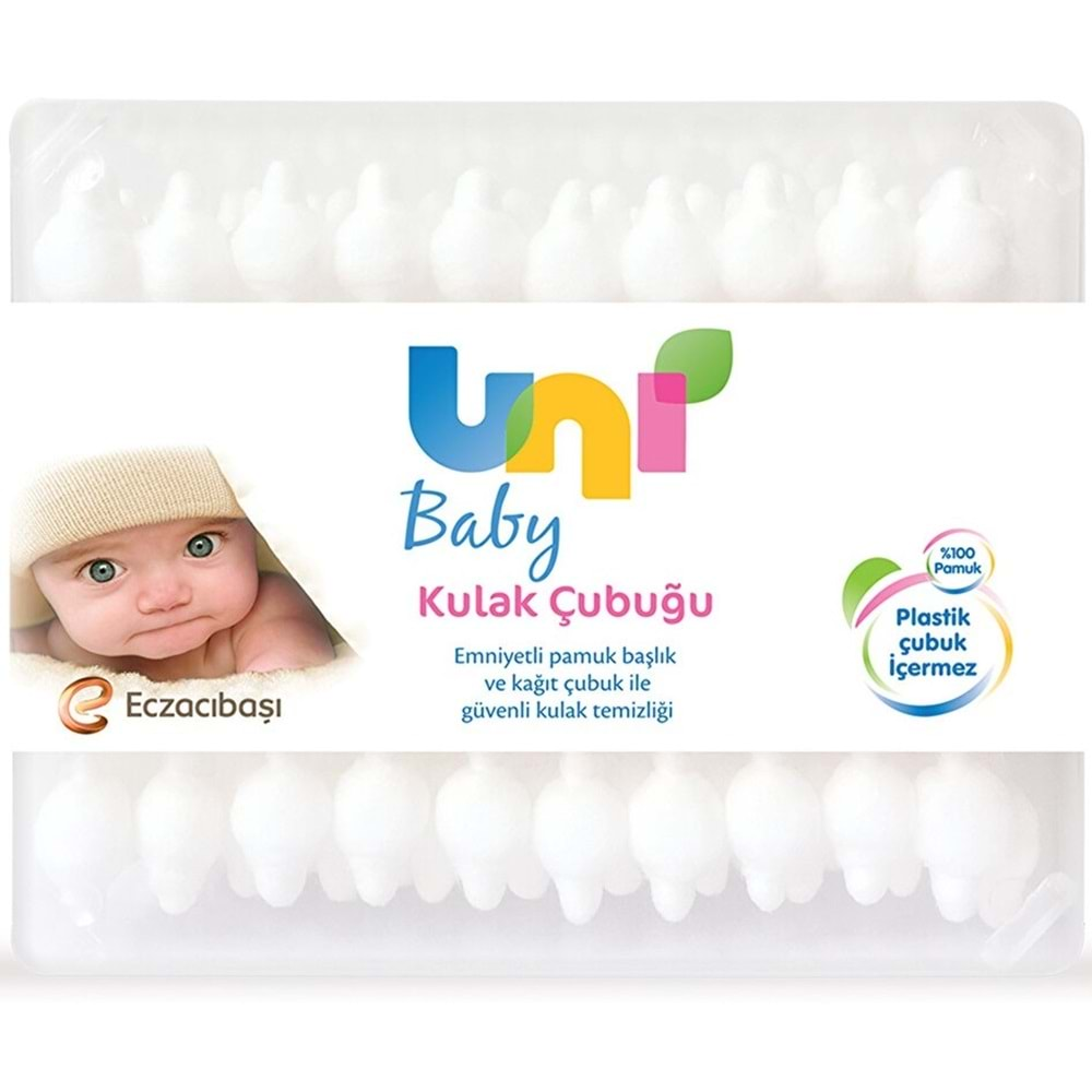 Uni Baby Kulak Temizleme Çubuğu 60 Adet Emniyetli (Bebekler İçin)