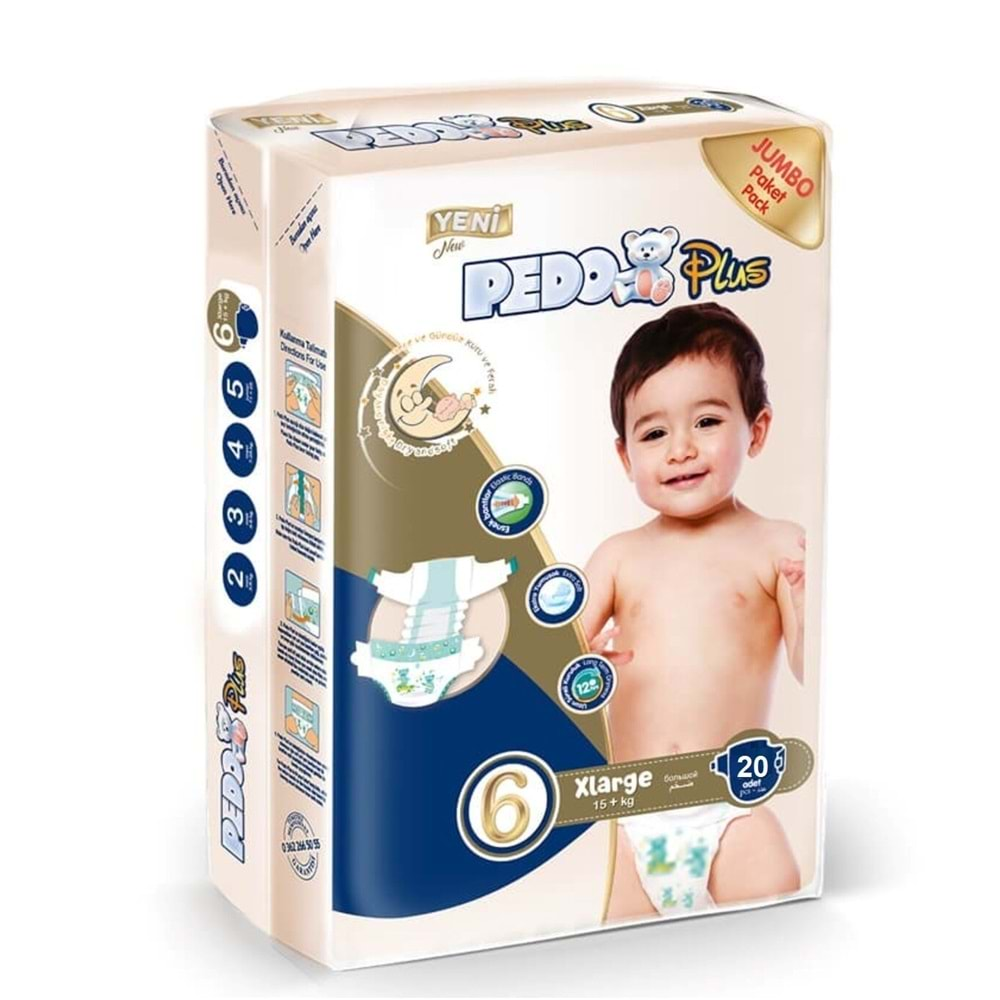 Pedo Plus Bebek Bezi Beden:6 (15+KG) Extra Large 20 Adet Jumbo Pk