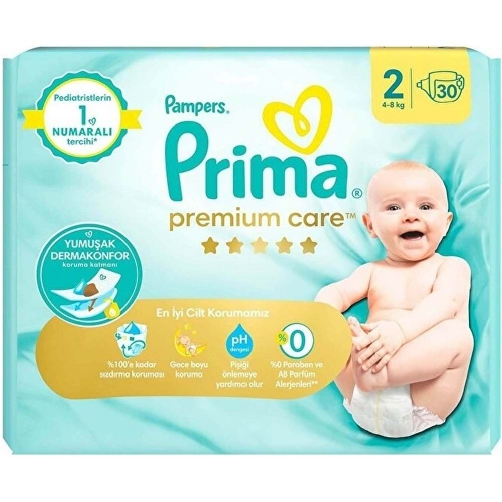 Prima Premium Care Bebek Bezi Beden:2 (4-8KG) Mini 30 Adet Jumbo Pk