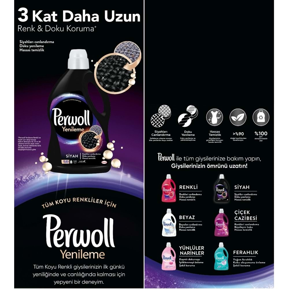 Perwoll Sıvı Çamaşır Deterjanı 2.97LT Siyah (54 Yıkama)