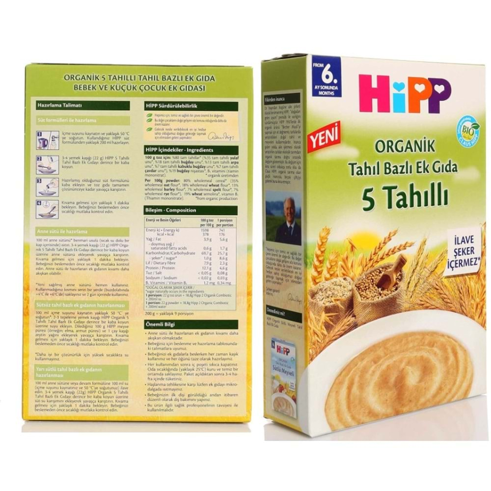 Hipp Organik 5 Tahıllı Kaşık Maması 200Gr