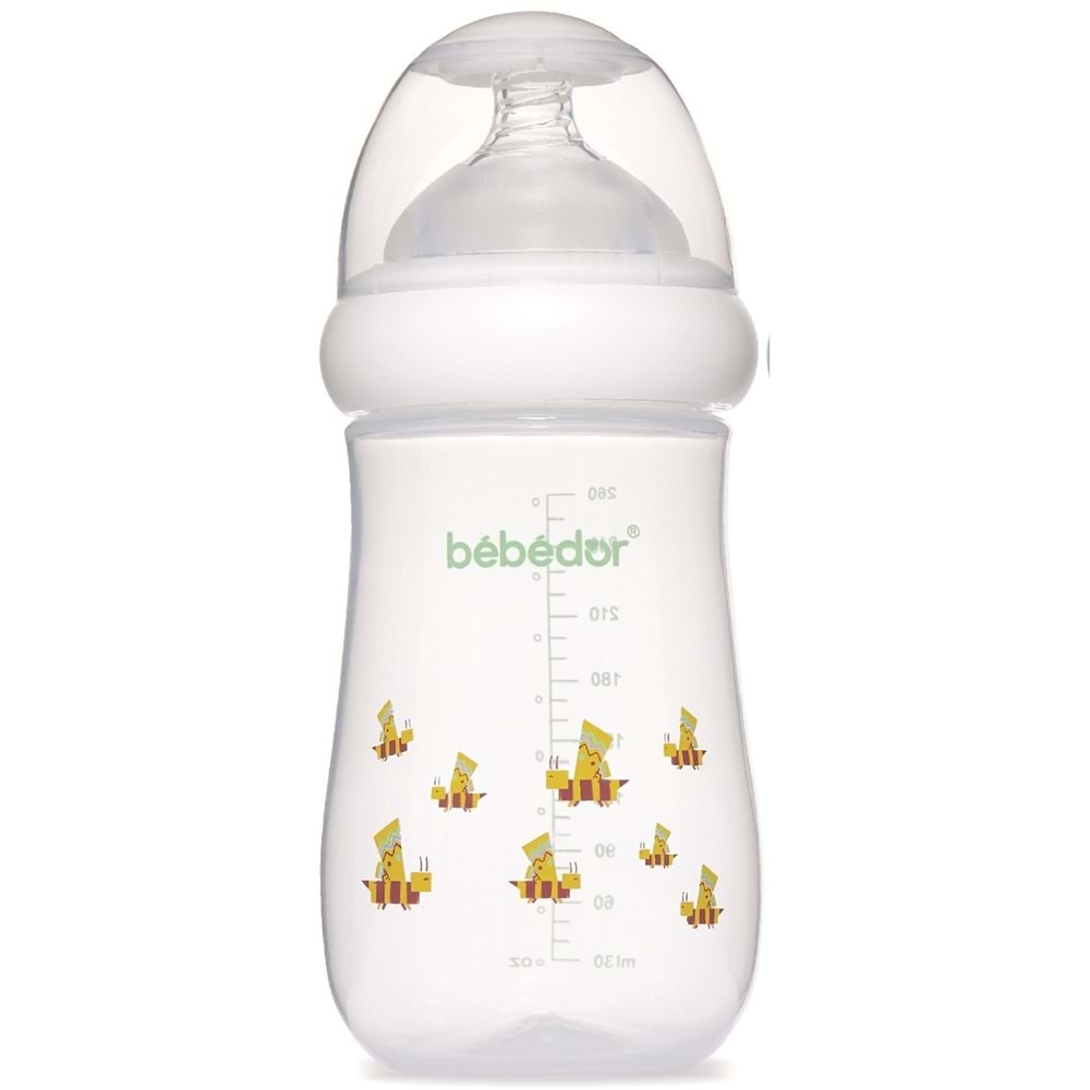 Bebedor Desenli Geniş Ağızlı PP Biberon 260ML (Kod:98322) - Sarı