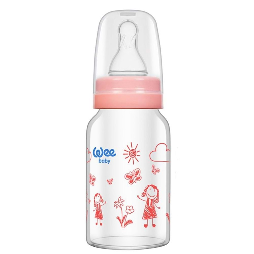 Wee Baby Isıya Dayanıklı Cam Biberon 120ML (Kod:770) - Pembe