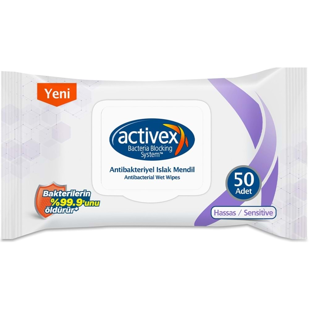 Activex Antibakteriyel Islak Havlu Mendil Hassas 50 Yaprak 36 Lı Set (1800 Yaprak) Plastik Kapaklı