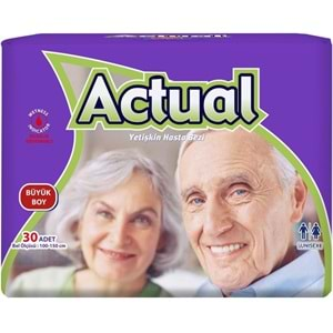 Actual Yetişkin Hasta Bezi Bel Bantlı L-Büyük 120 Adet (4Pk*30)