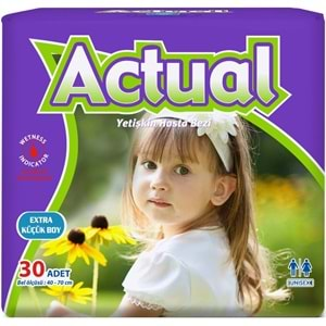 Actual Yetişkin Hasta Bezi Bel Bantlı XS-Ekstra Küçük 180 Adet (6PK*30) (Beden:6 Çoçuk Bezi)